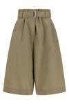 pull-on cotton and ramie blend bermuda shorts