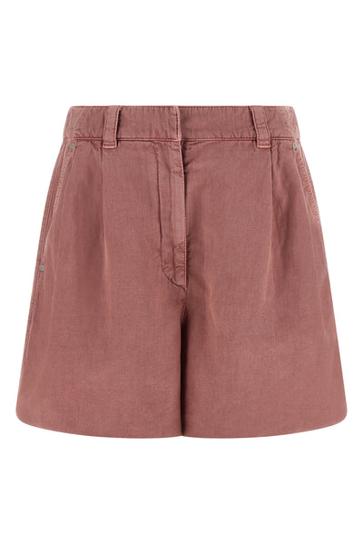 baggy shorts in garment-dyed cotton and linen cover