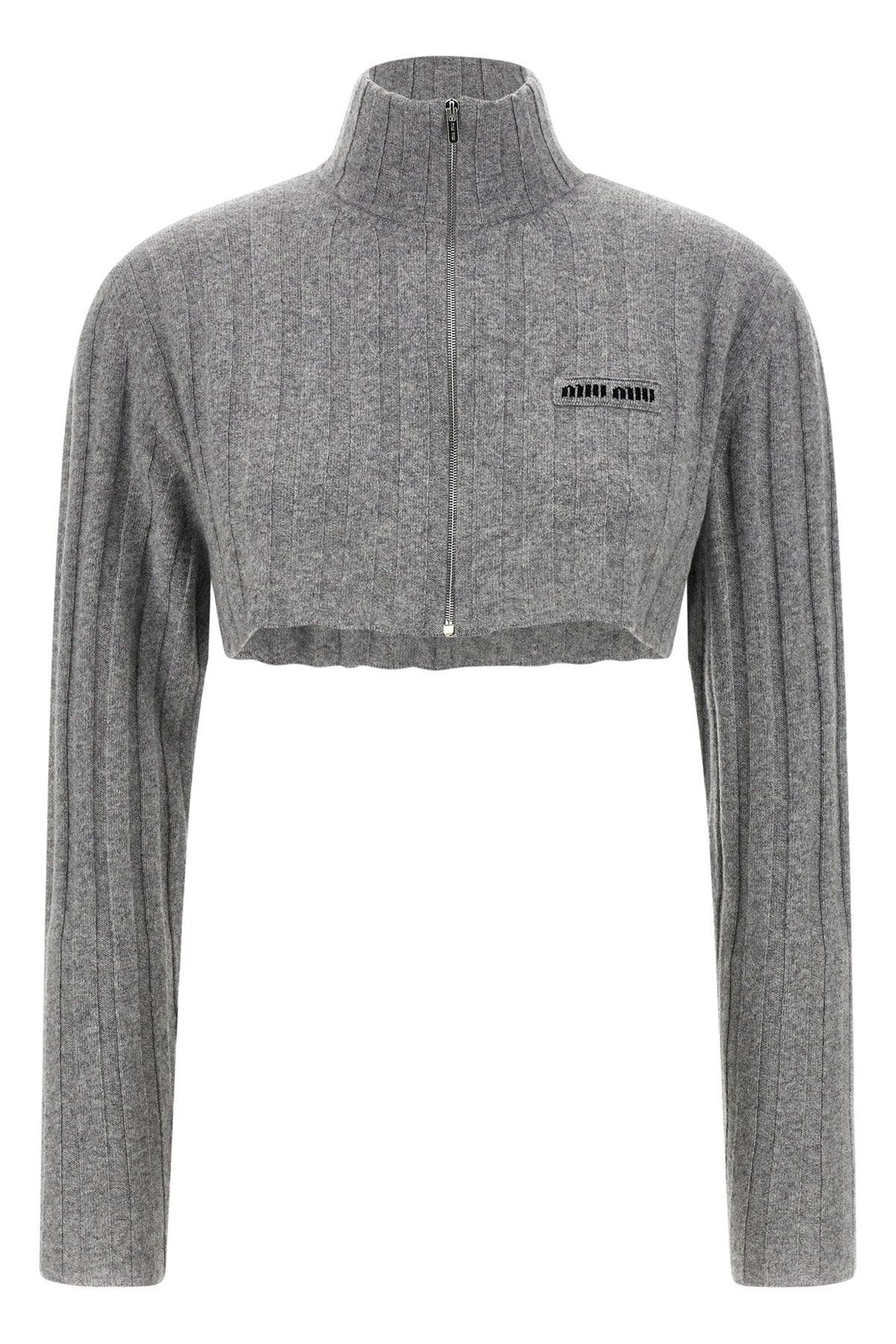 MIU MIU 38 ribbed wool knit cropped cardigan