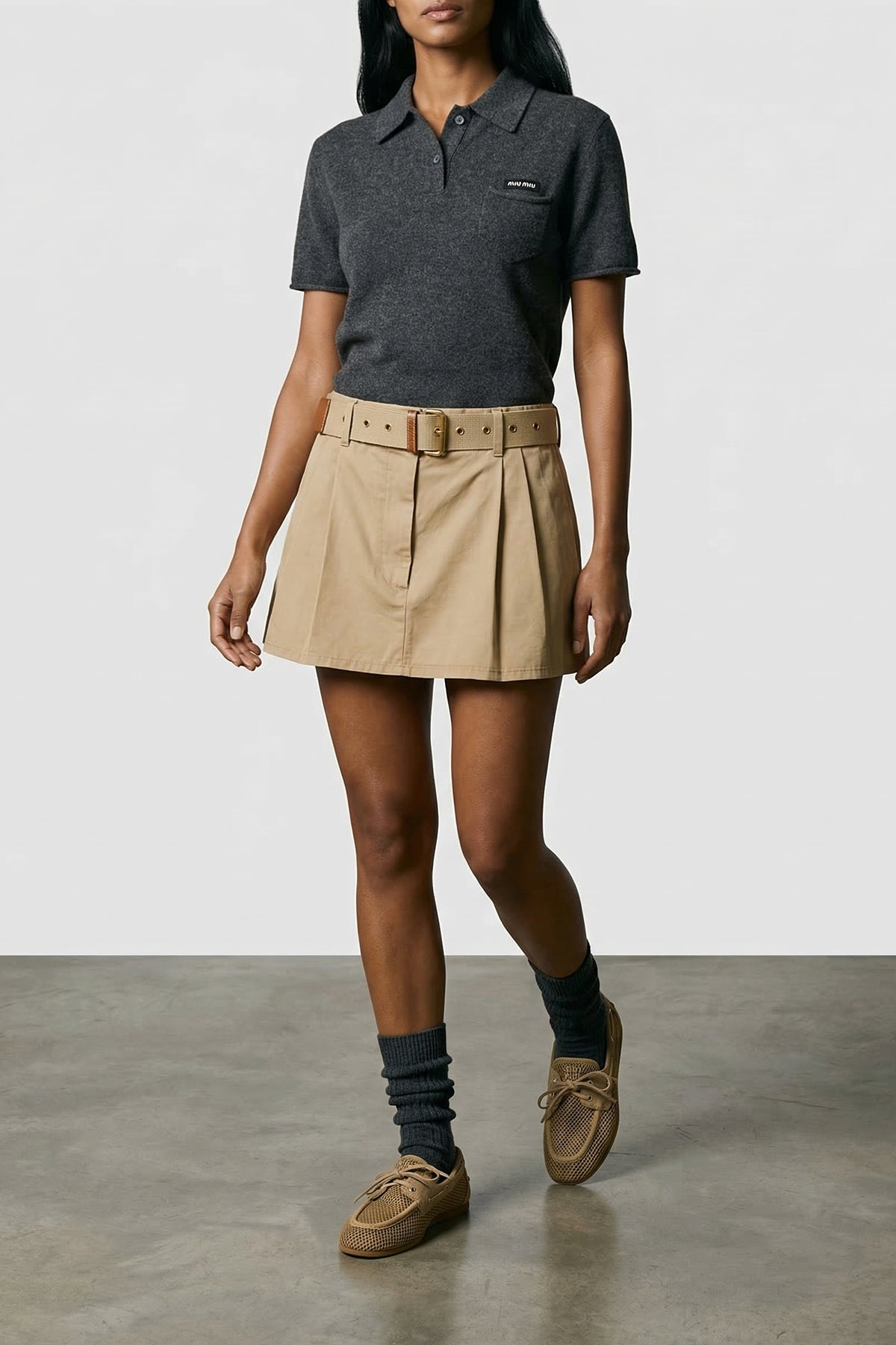 MIU MIU 38 mélange cashmere polo shirt