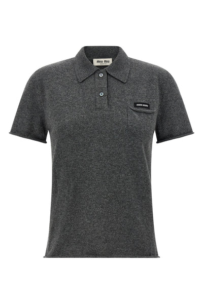 mélange cashmere polo shirt