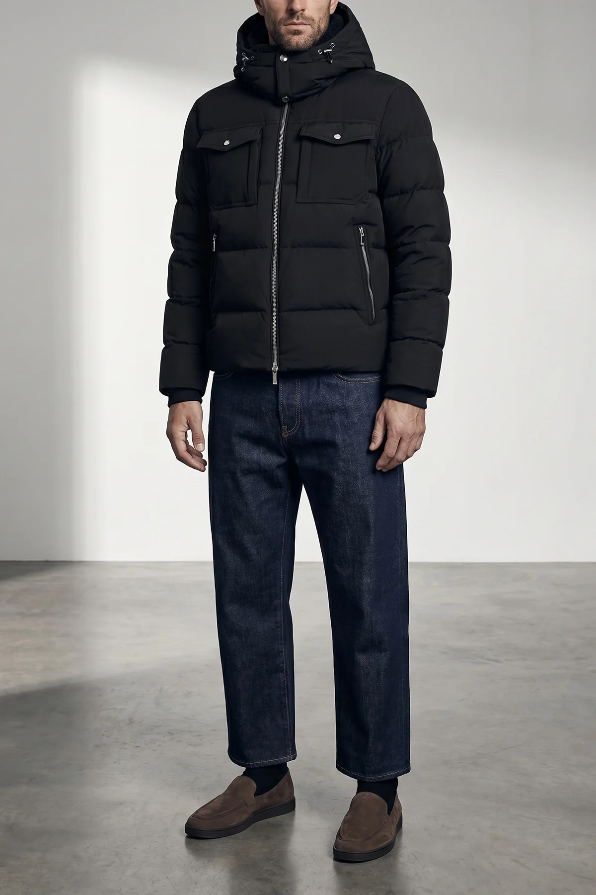 MOORER 48 alarick bomber jacket - acqua line (1 umbrella) in water-repellent resin bie