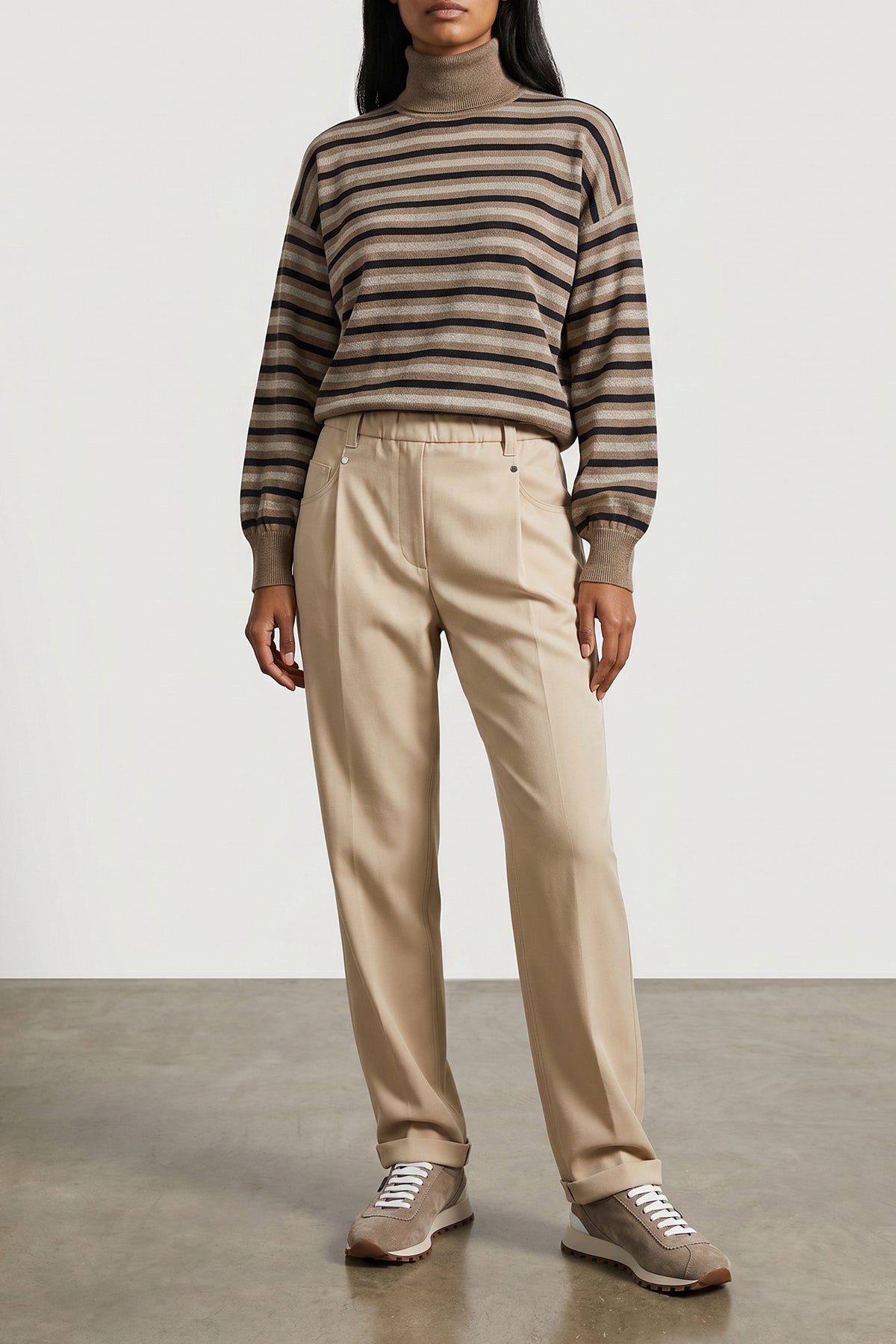 BRUNELLO CUCINELLI 38 baggy pull-on stretch cotton cover trousers