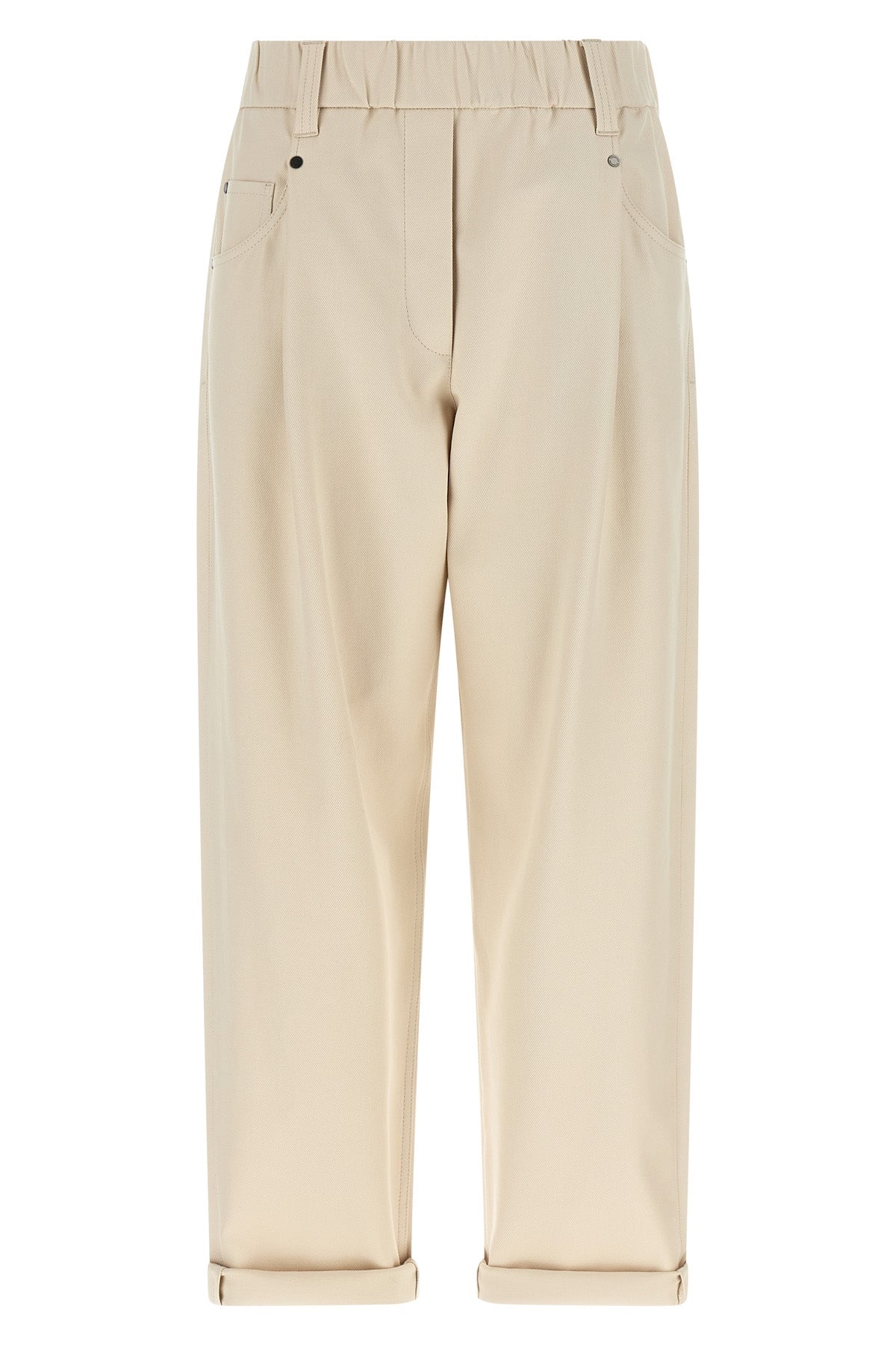BRUNELLO CUCINELLI 38 baggy pull-on stretch cotton cover trousers