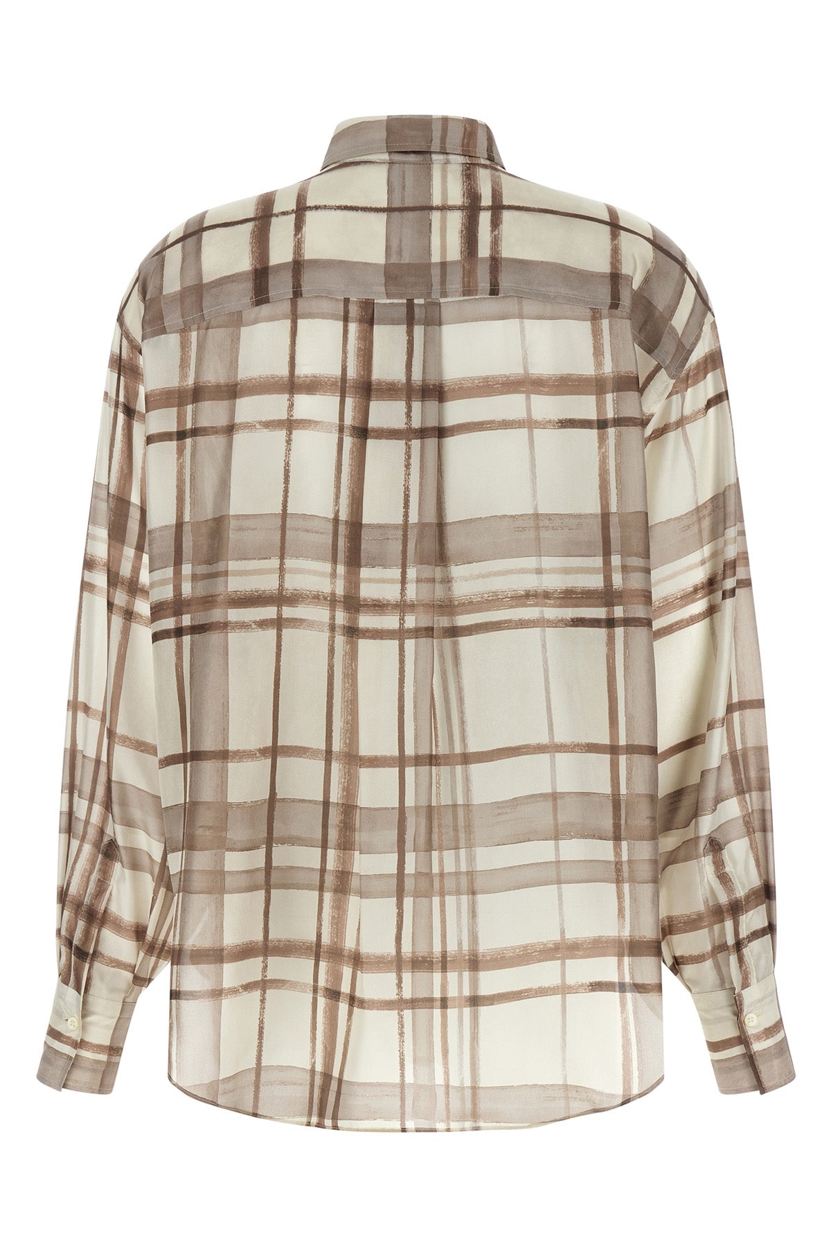 BRUNELLO CUCINELLI L check patterned silk shirt