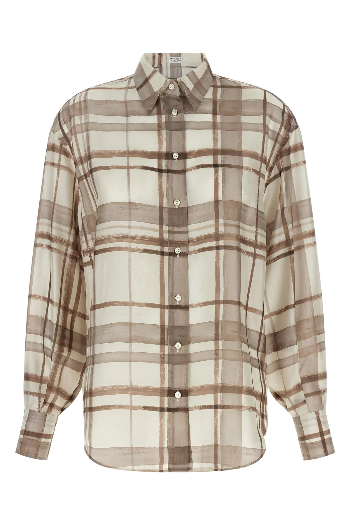 BRUNELLO CUCINELLI L check patterned silk shirt