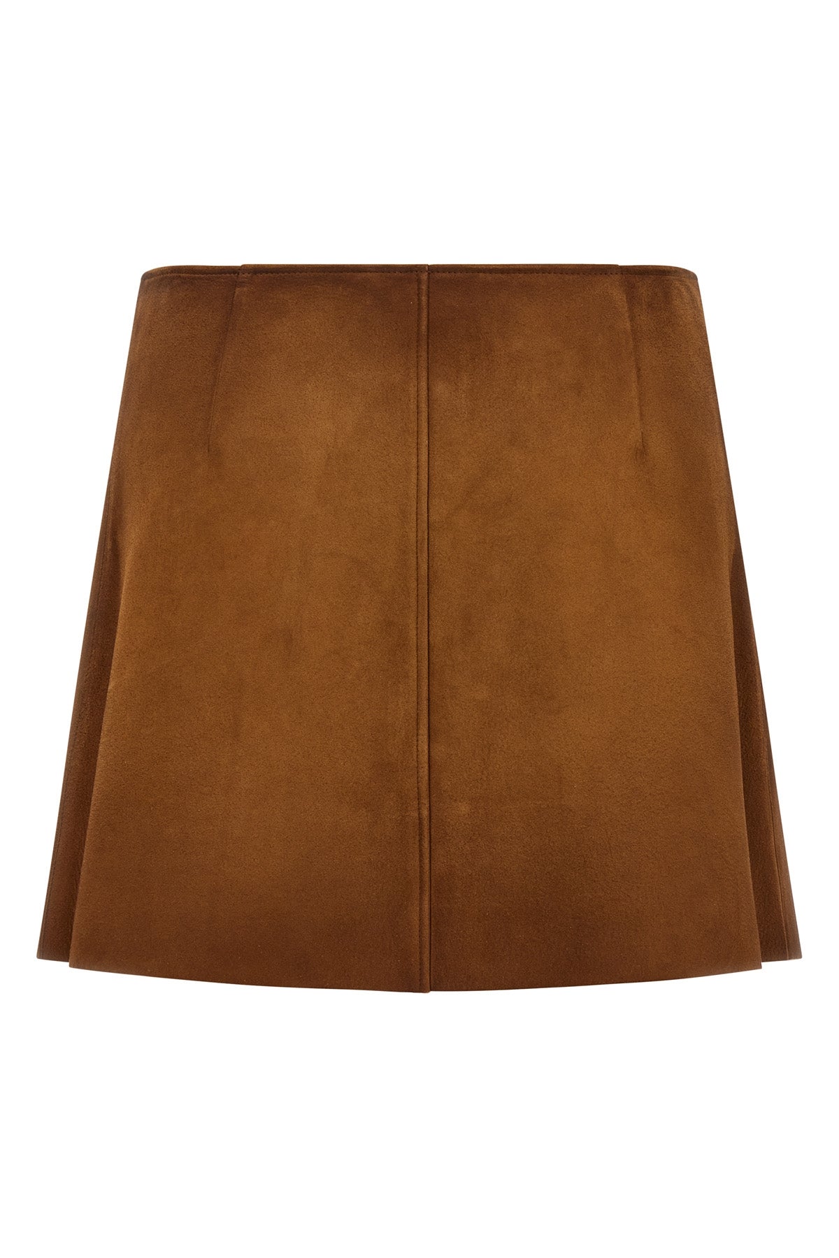 suede mini skirt undergoing final waxing treatment