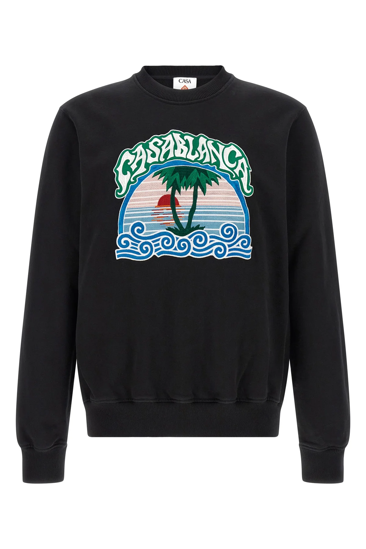 the casablanca crewneck sweatshirt features a pure organic cotton construction t