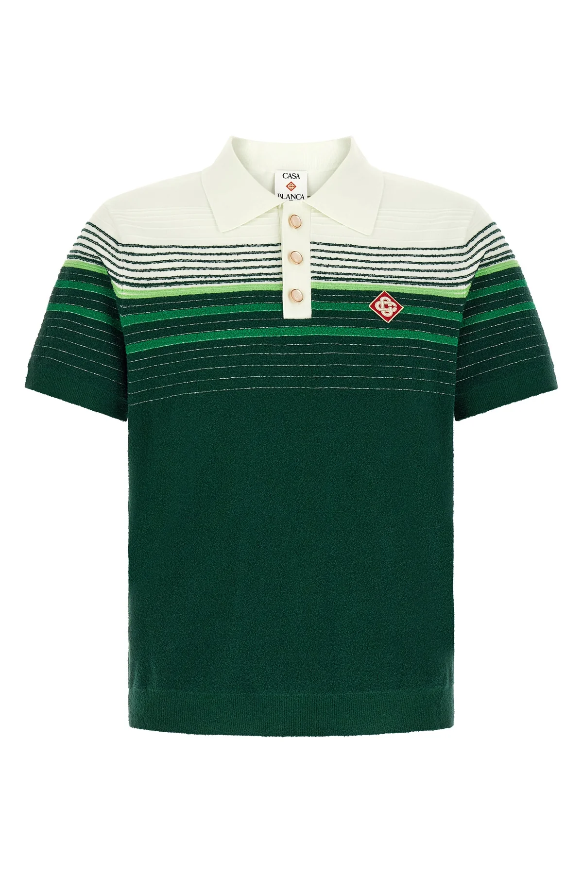 CASABLANCA L the casablanca bouclé stripes short-sleeved polo shirt in cotton blend