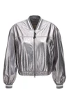 laminated leather bomber jacket