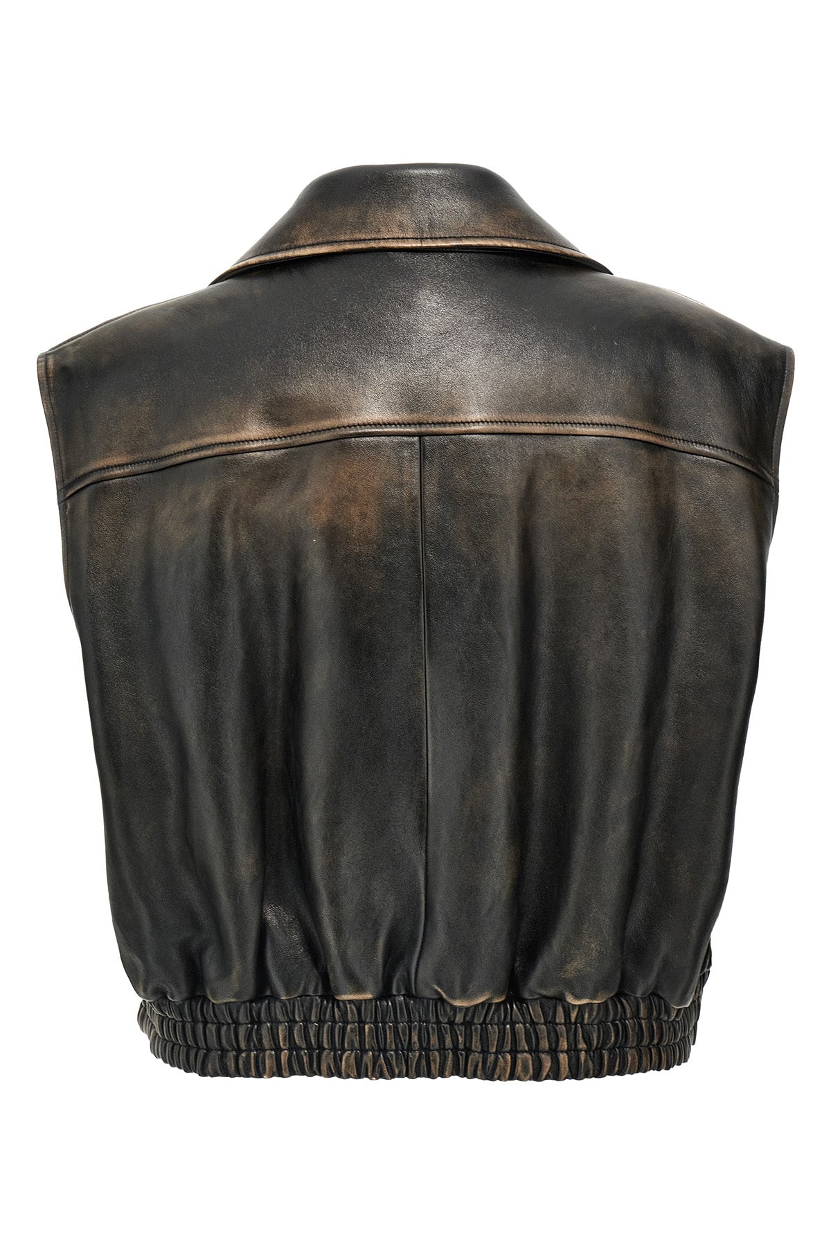 MIU MIU 38 lightly padded vintage-effect nappa leather vest