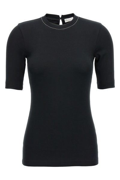 stretch cotton ribbed jersey t-shirt