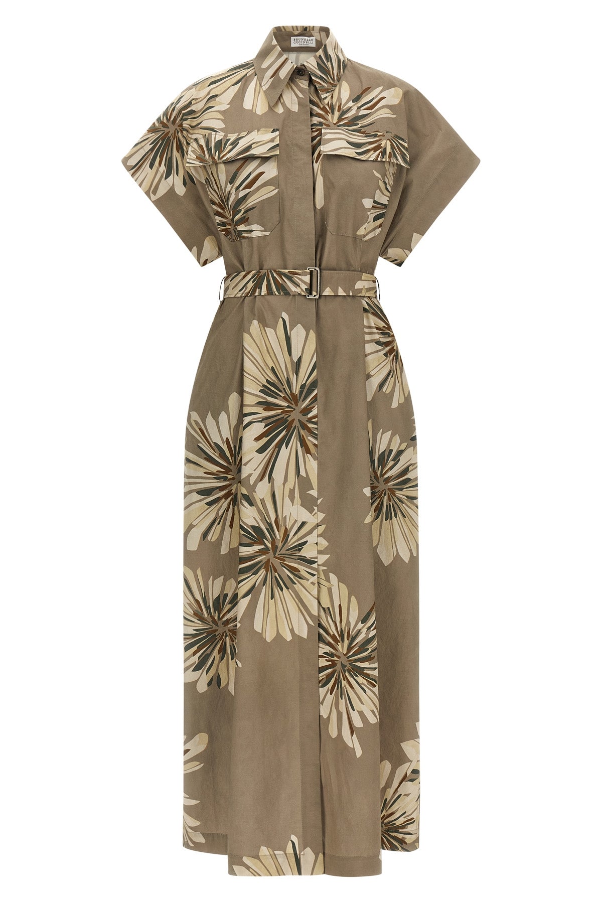 BRUNELLO CUCINELLI S long dress in floral print cotton poplin