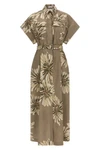 long dress in floral print cotton poplin