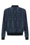 jacquard cotton and viscose blend bomber jacket