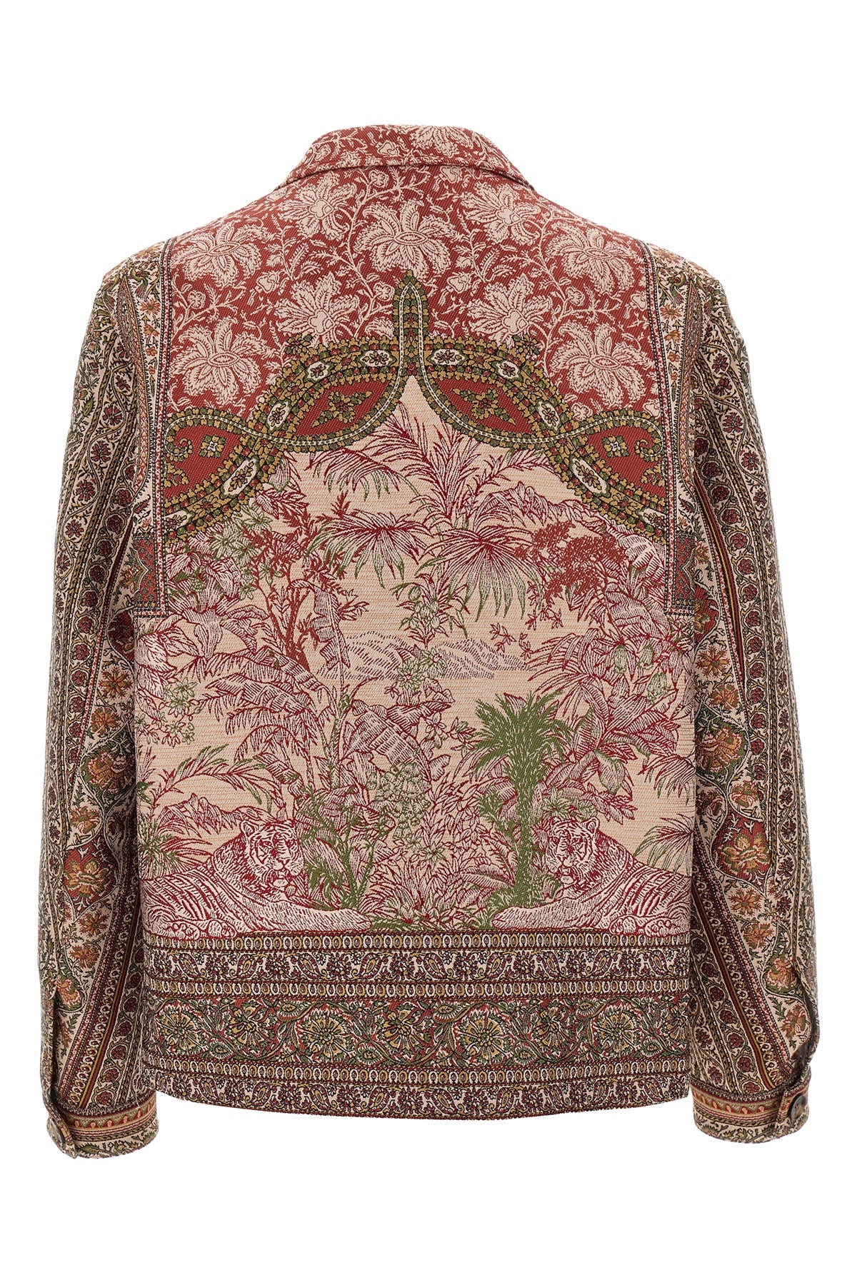 all-over print cotton and wool blend overshirt