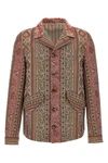 all-over print cotton and wool blend overshirt