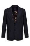 single-breasted blazer in jacquard cotton and wool
