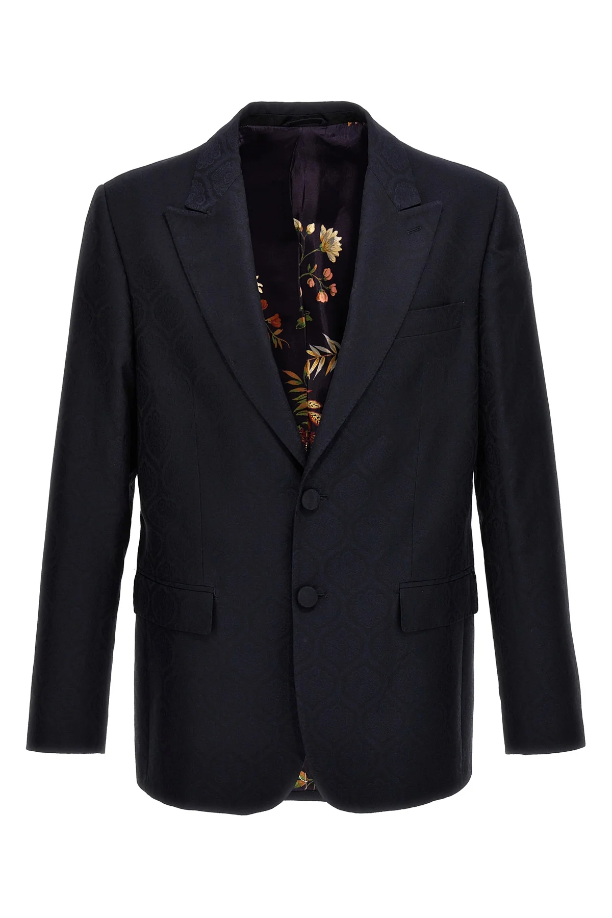 single-breasted blazer in jacquard cotton and wool