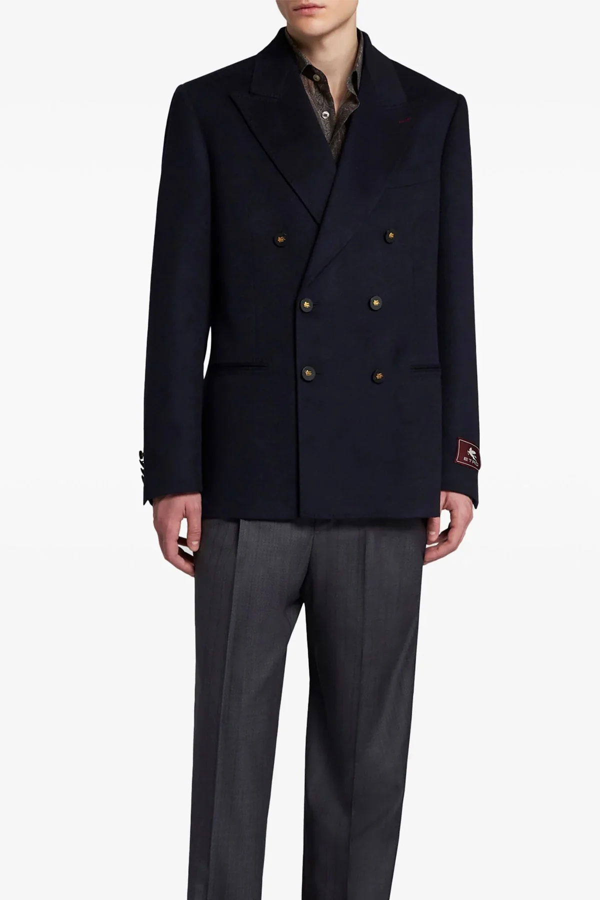 ETRO 50 decorative basting double-breasted cashmere blazer