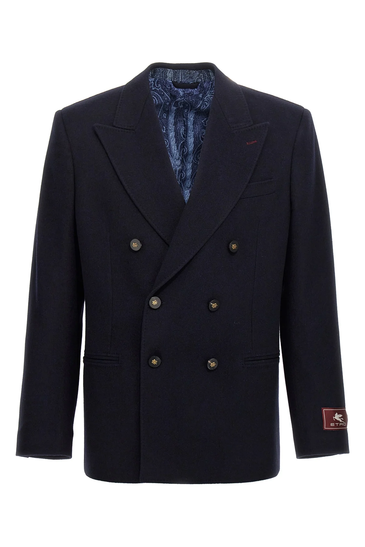 decorative basting double-breasted cashmere blazer