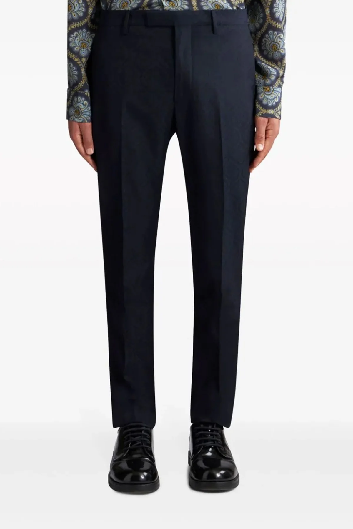 ETRO 54 jacquard cotton and wool trousers