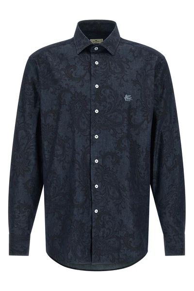 all-over paisley ramage pure cotton denim shirt