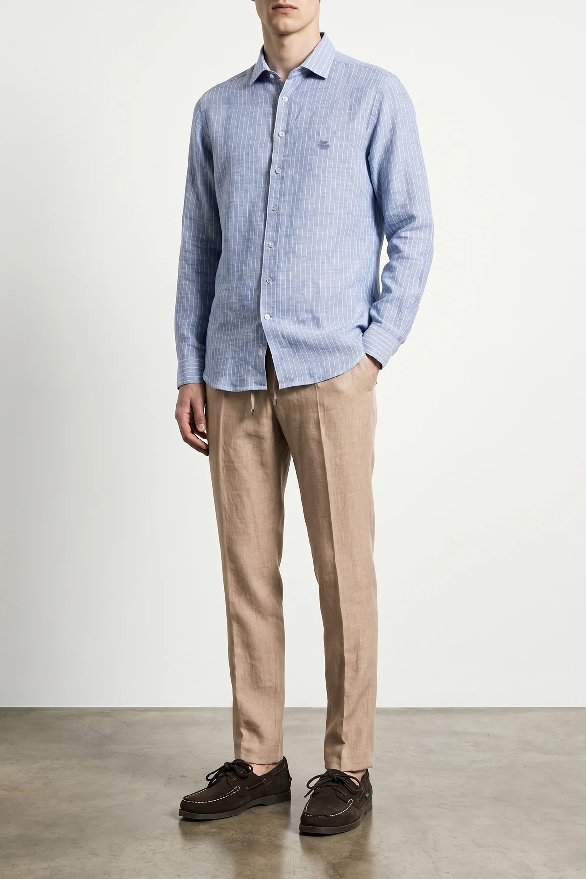 ETRO 39 cm striped linen shirt