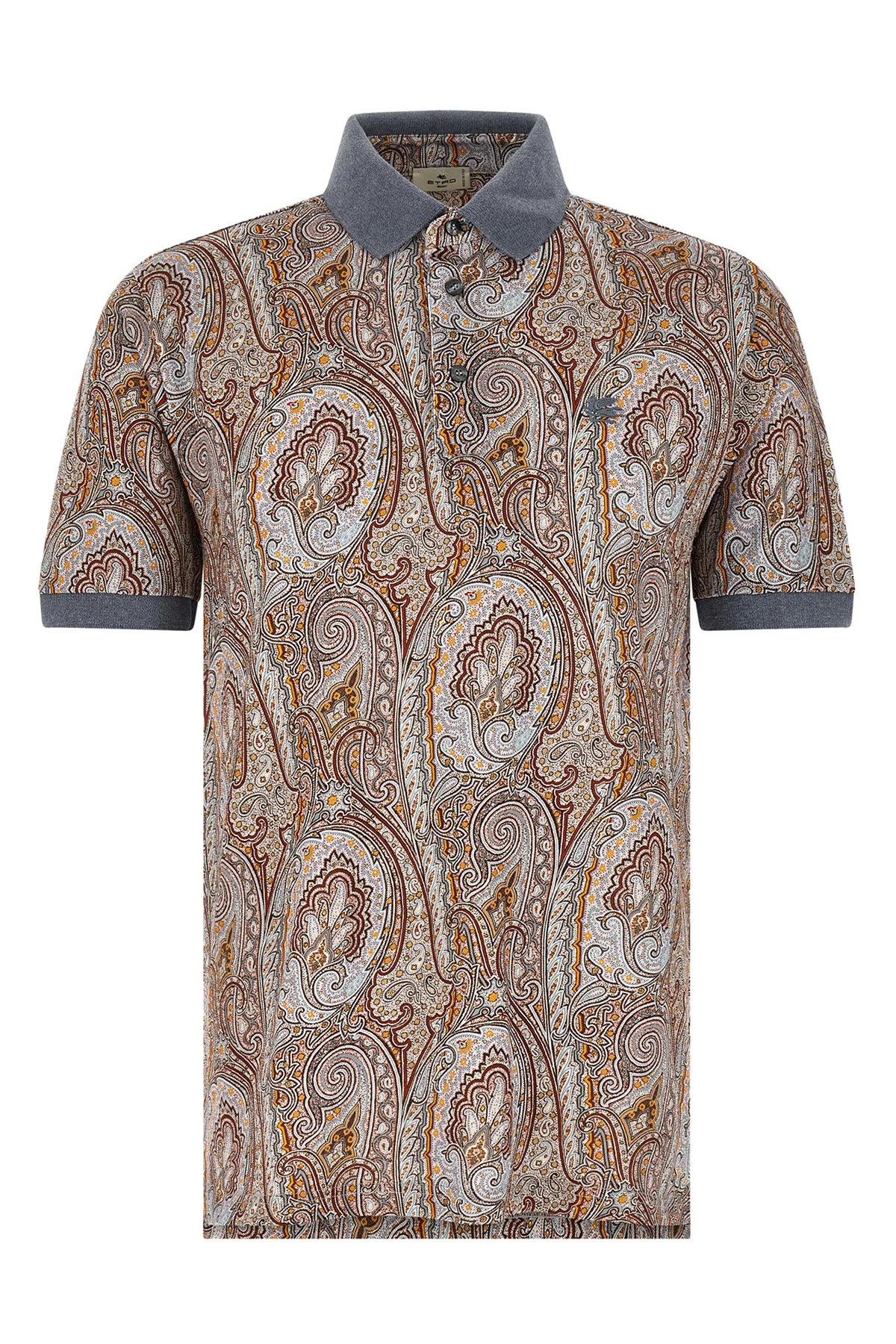 ETRO S all-over arnica paisley pure cotton piquet polo shirt