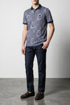 all-over arnica paisley pure cotton piquet polo shirt