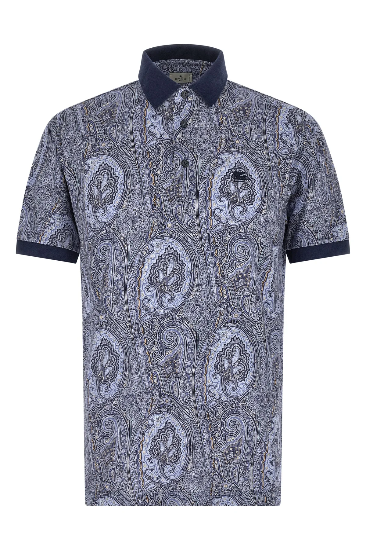 ETRO S all-over arnica paisley pure cotton piquet polo shirt