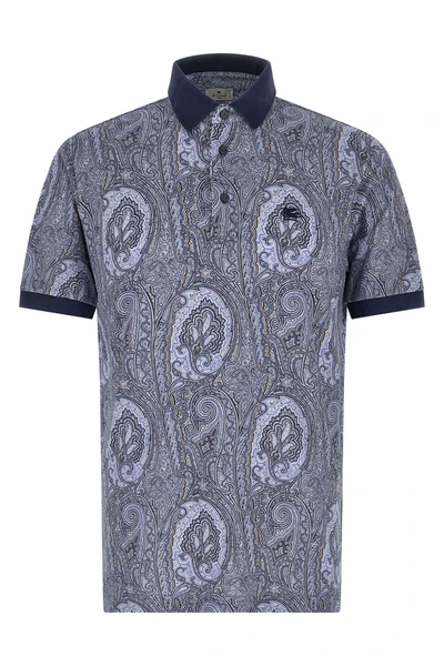 all-over arnica paisley pure cotton piquet polo shirt