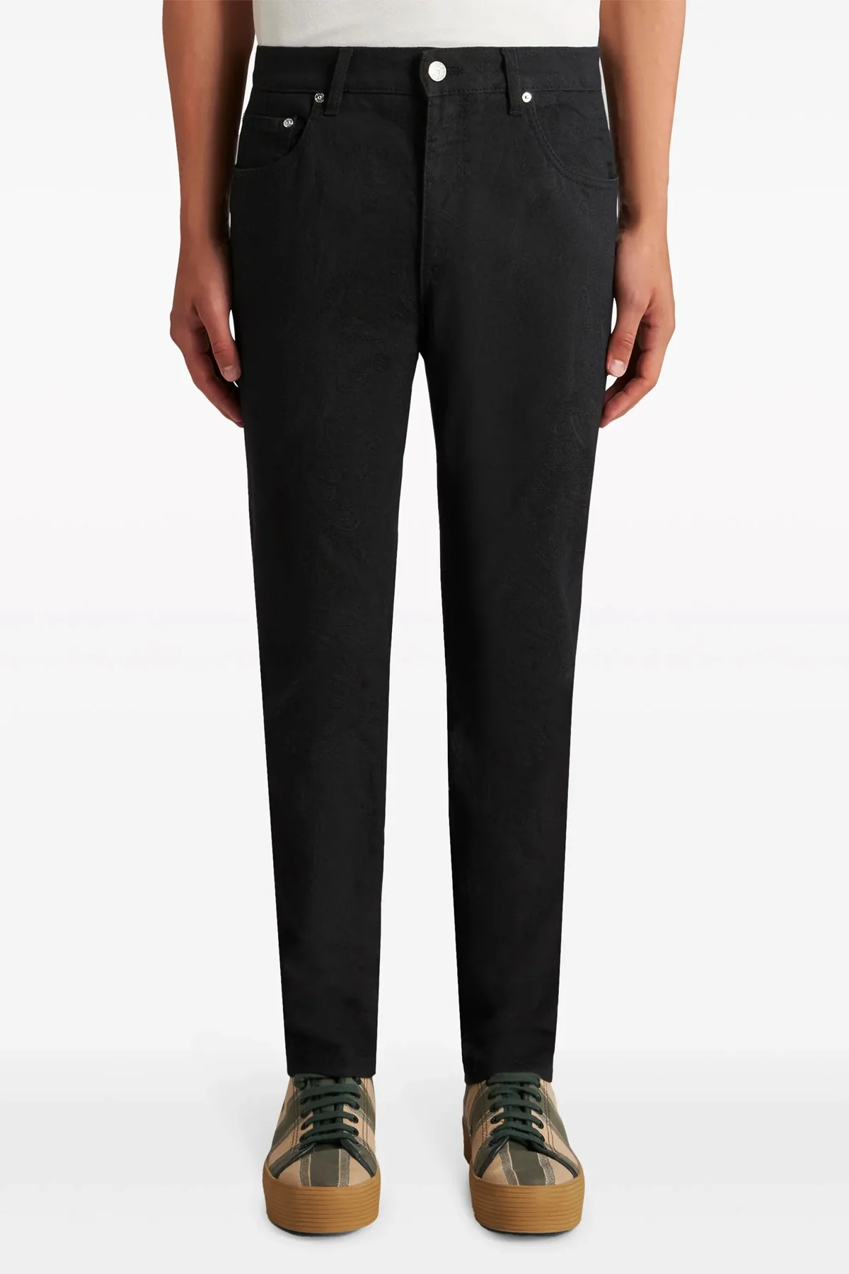 ETRO 30 all-over tone-on-tone jacquard stretch cotton blend denim jeans