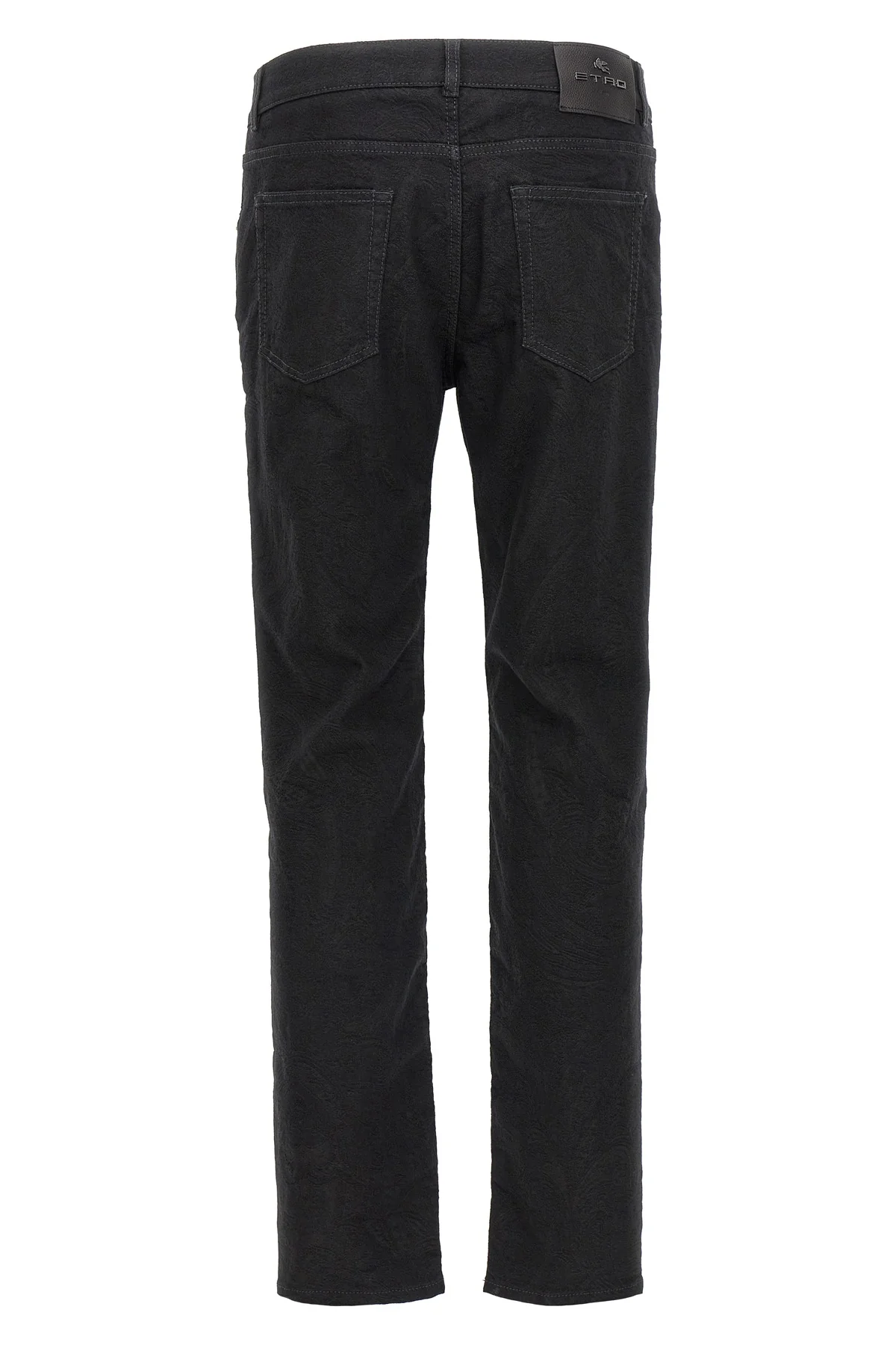 all-over tone-on-tone jacquard stretch cotton blend denim jeans