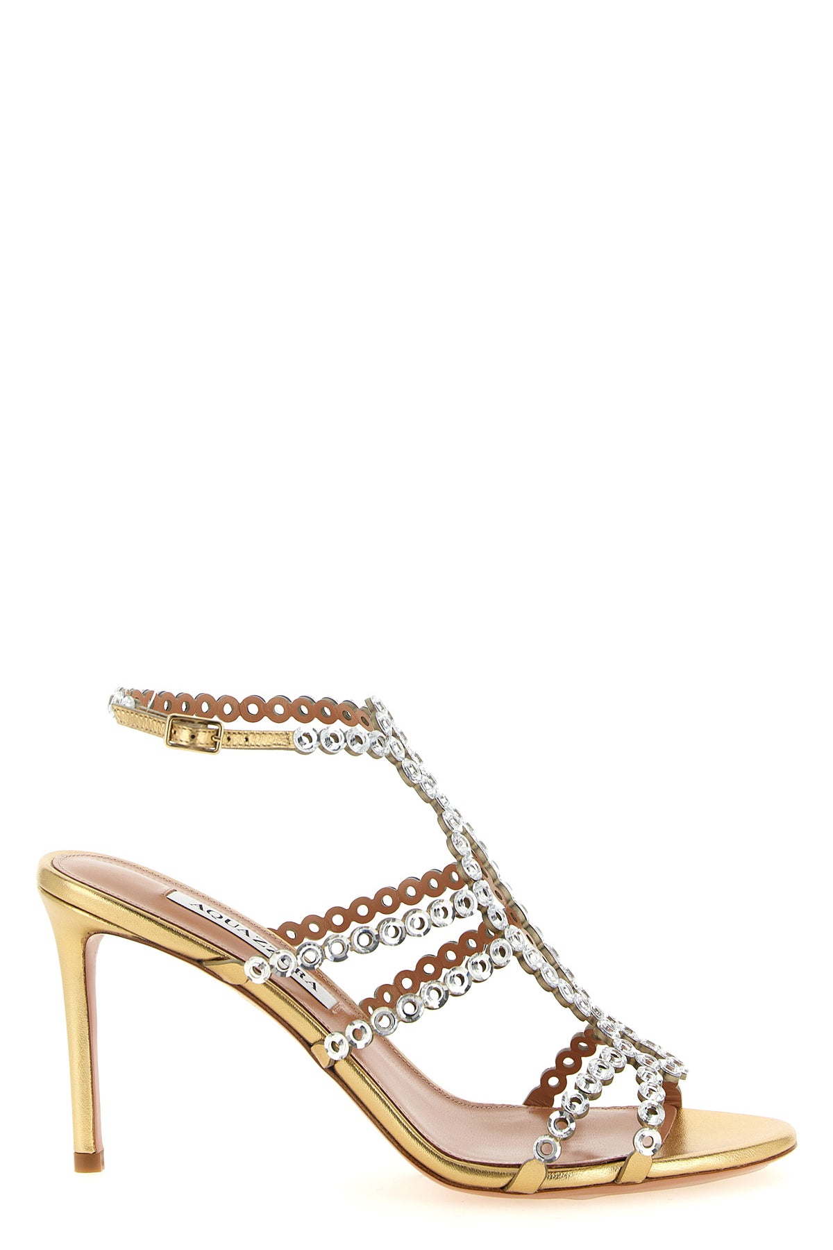 AQUAZZURA 37 mooncrush laminated leather sandals