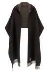 the brunello cucinelli reversible hooded scarf in pure cashmere represents the p