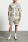 tuck stitch short sleeve cotton knit shirt