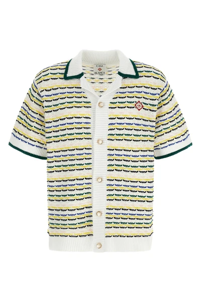 tuck stitch short sleeve cotton knit shirt