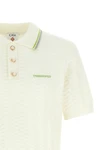 tennis bouclé polo shirt in bouclé cotton blend fabric