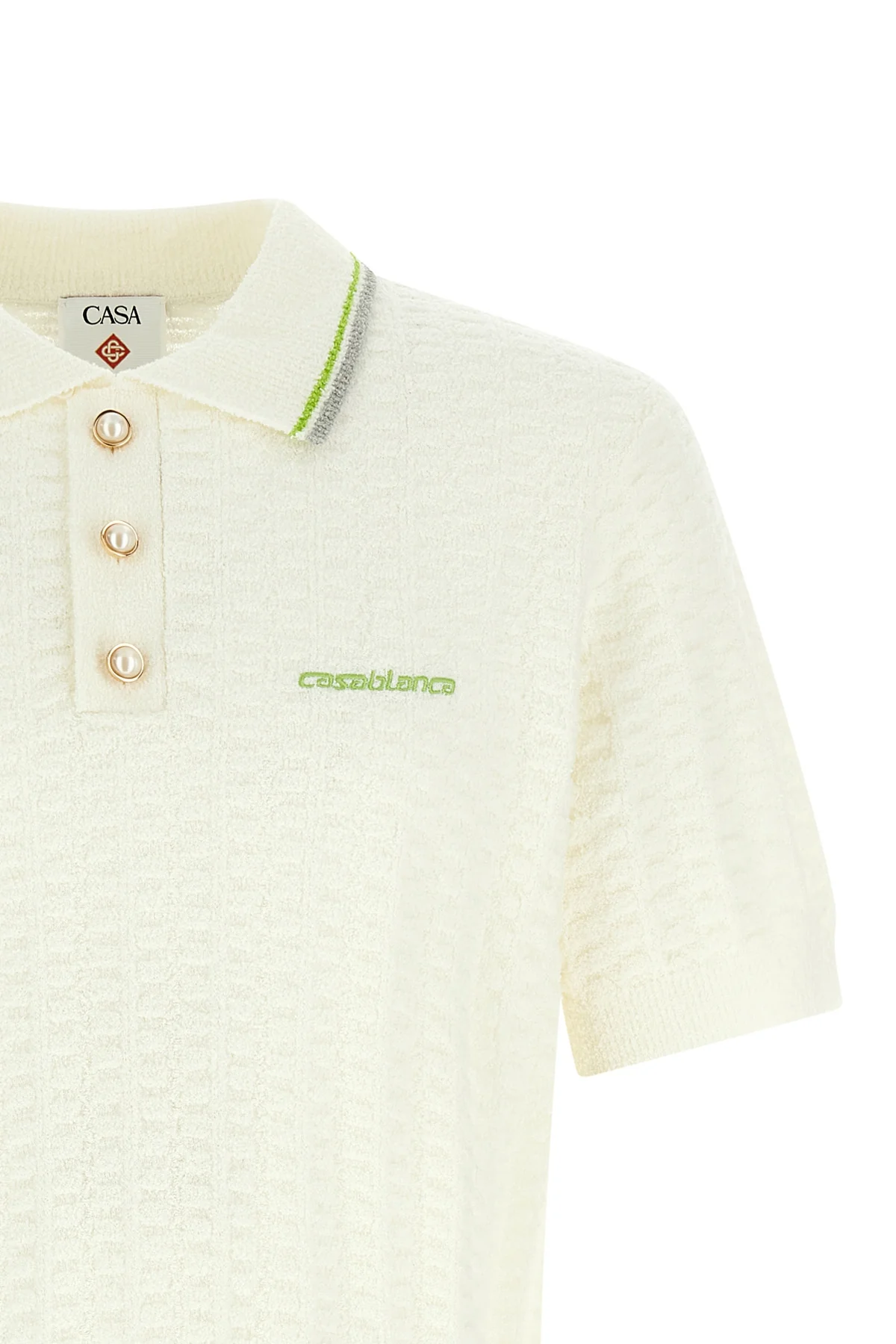 tennis bouclé polo shirt in bouclé cotton blend fabric