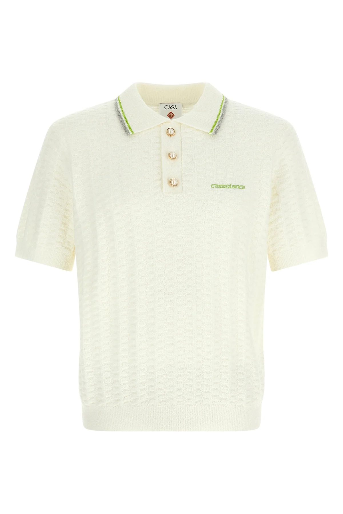 CASABLANCA S tennis bouclé polo shirt in bouclé cotton blend fabric