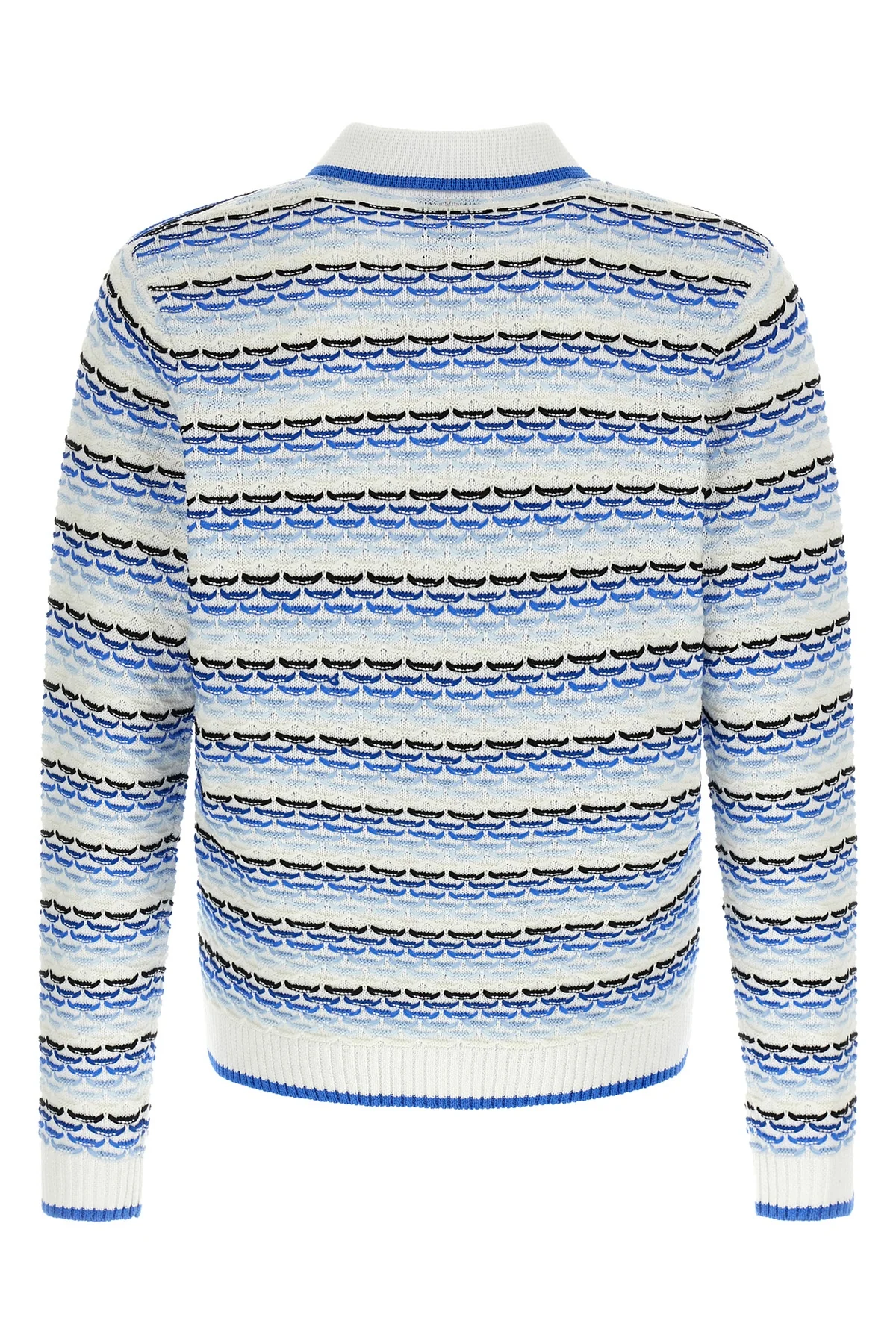 CASABLANCA L tuck stitch long sleeve cotton knit polo shirt