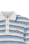 tuck stitch long sleeve cotton knit polo shirt