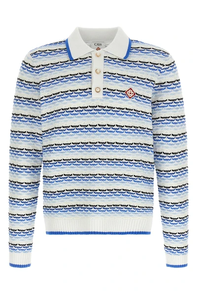 tuck stitch long sleeve cotton knit polo shirt