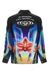 all-over orchid racer print silk twill shirt