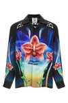 all-over orchid racer print silk twill shirt