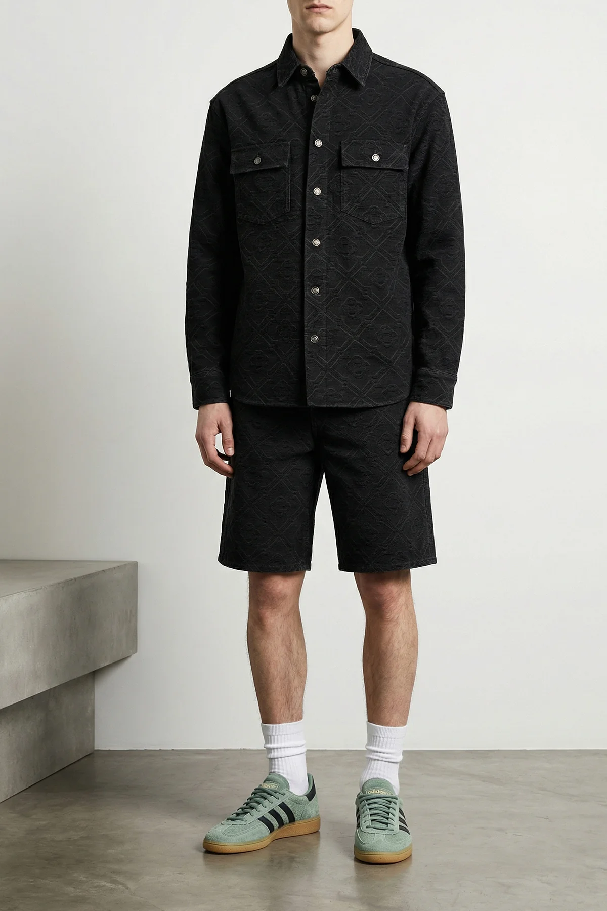 CASABLANCA XL laser monogram denim overshirt in cotton denim monogram motif of the maison ma