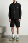 laser monogram denim overshirt in cotton denim monogram motif of the maison ma