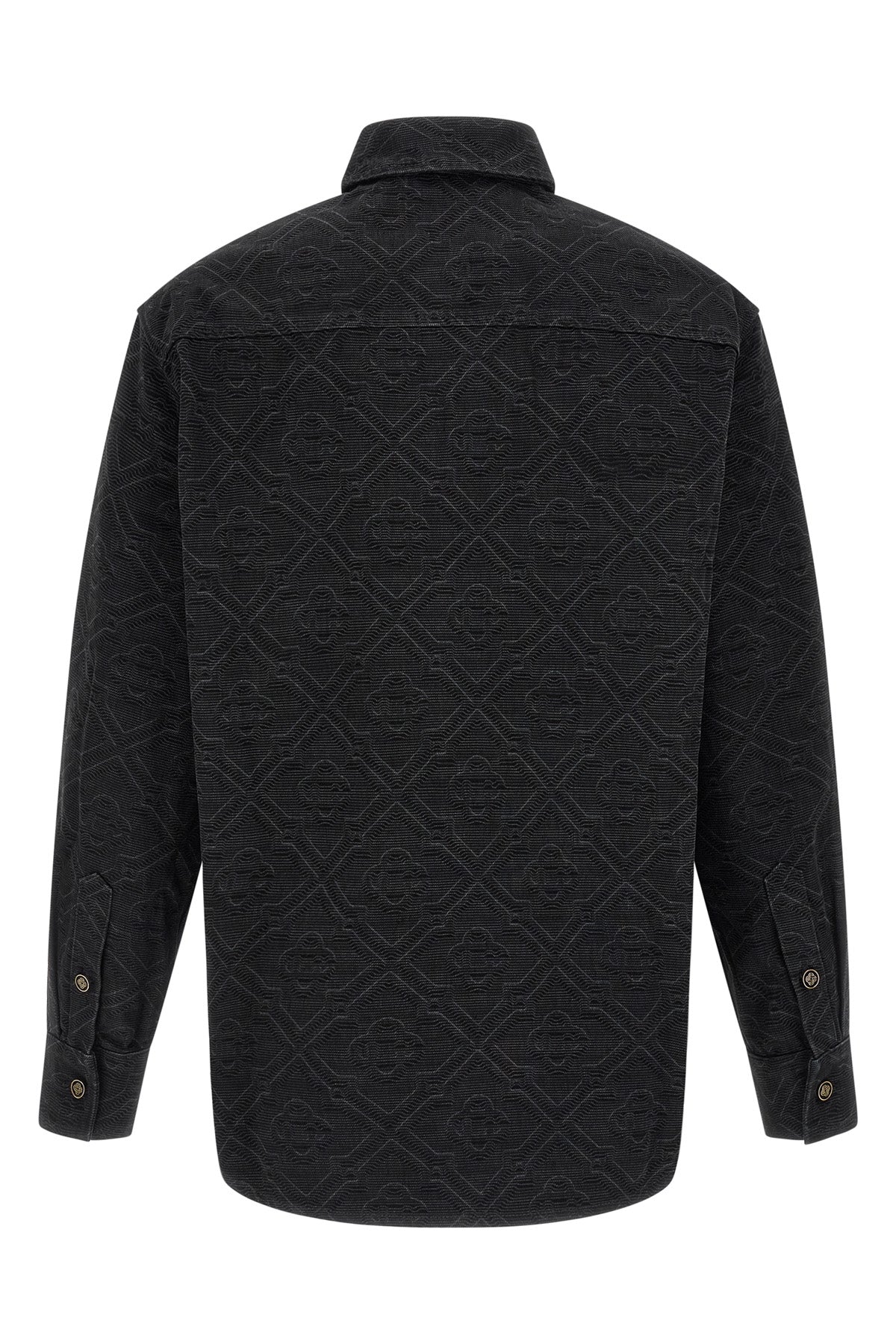 laser monogram denim overshirt in cotton denim monogram motif of the maison ma