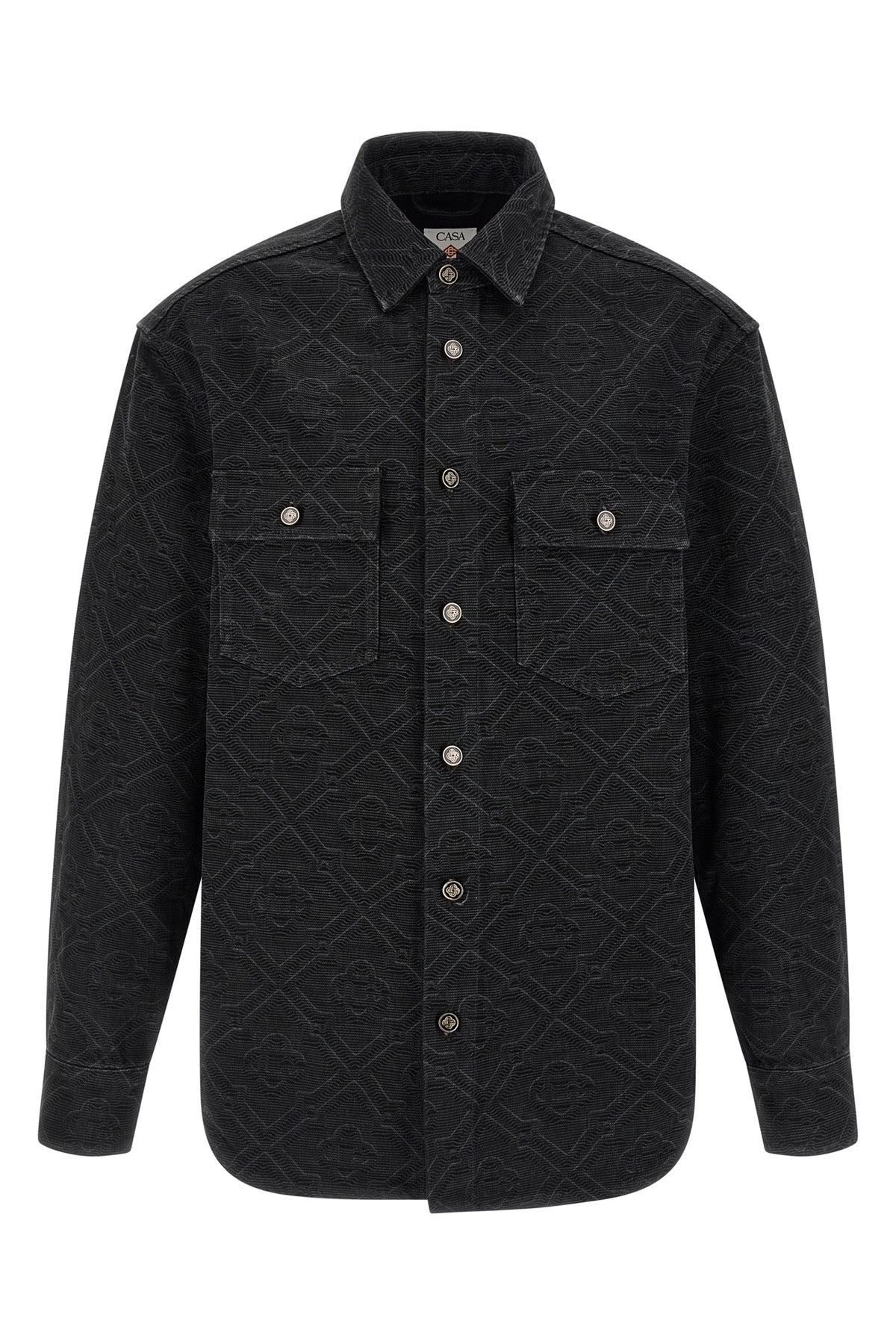 CASABLANCA XL laser monogram denim overshirt in cotton denim monogram motif of the maison ma